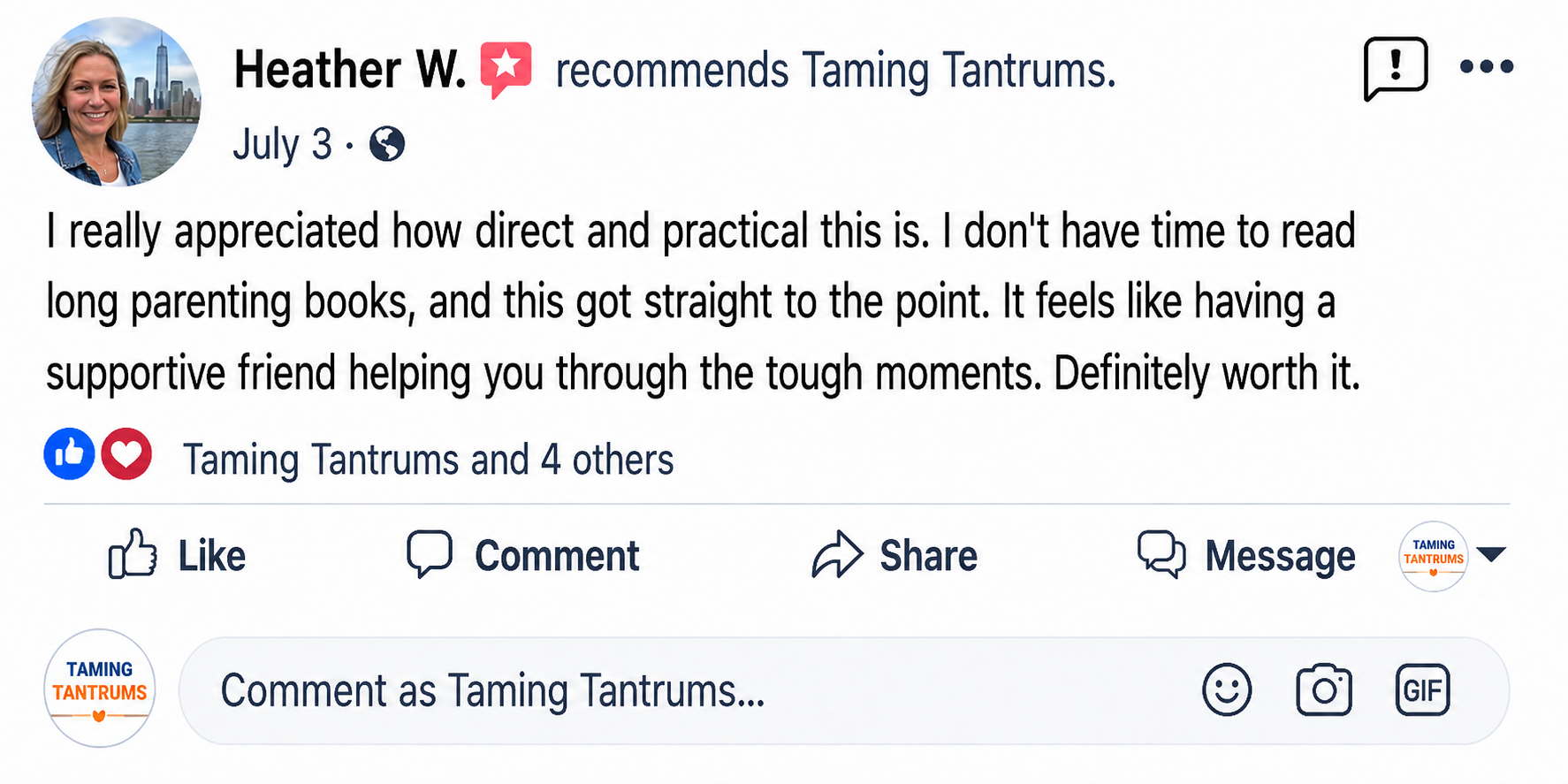 Heather W. recommends Taming Tantrums