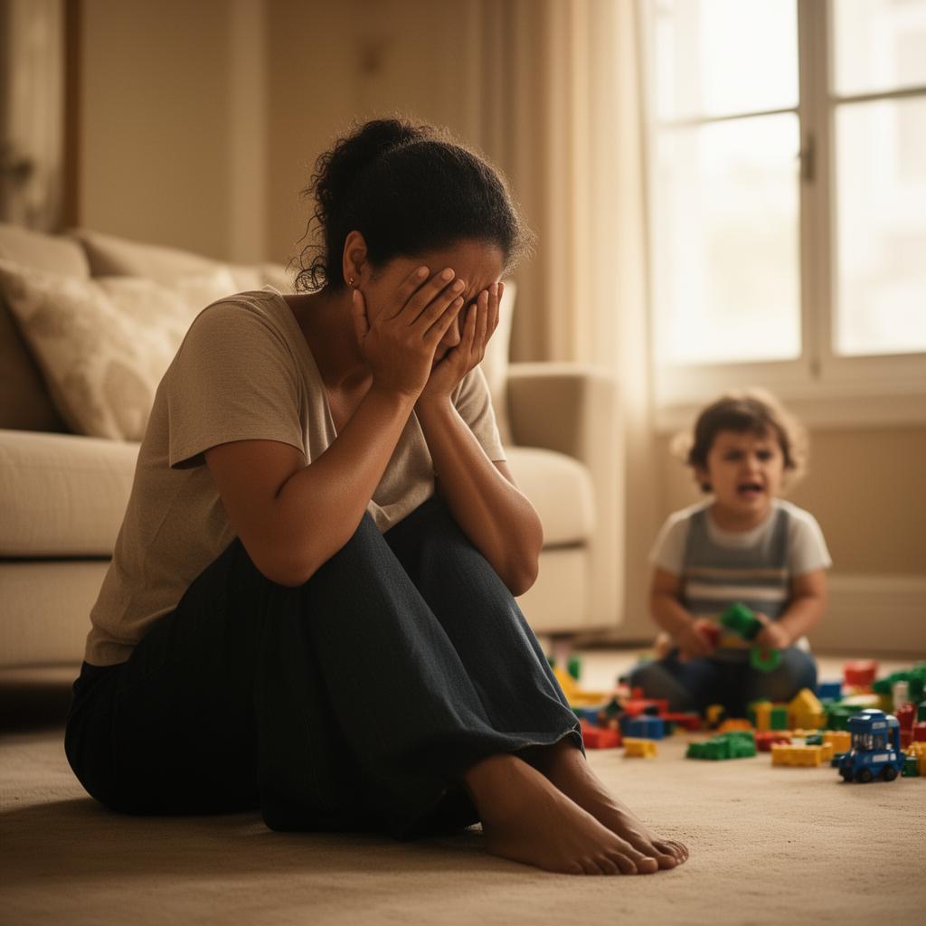 Mother reflecting after a difficult day