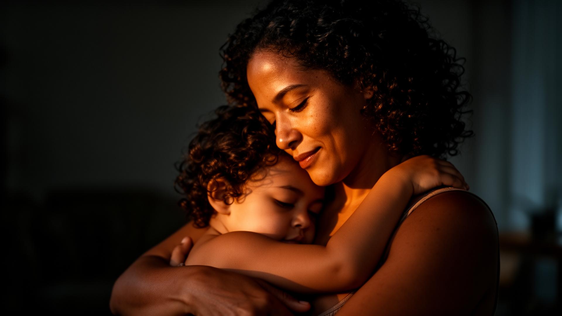 Mother and child sharing a calm moment
